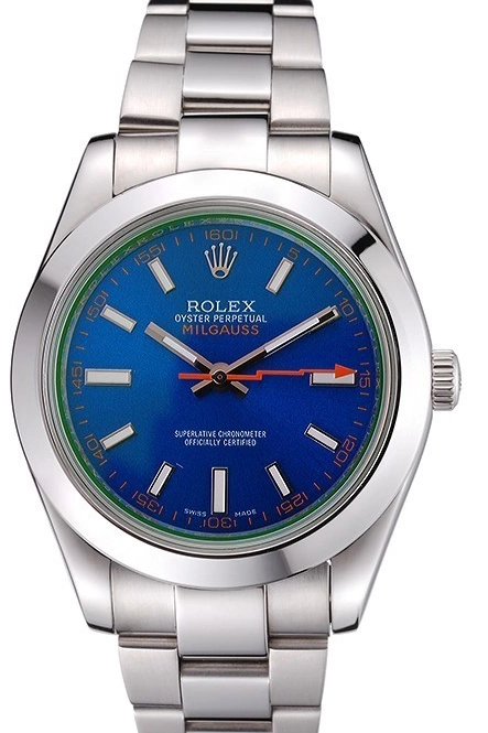 Aaa replica watch Steel Rolex And Stainless Blue Case Milgauss Bezel 622838 Dial 0819